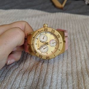 Invicta Pink Strap Gold Watch